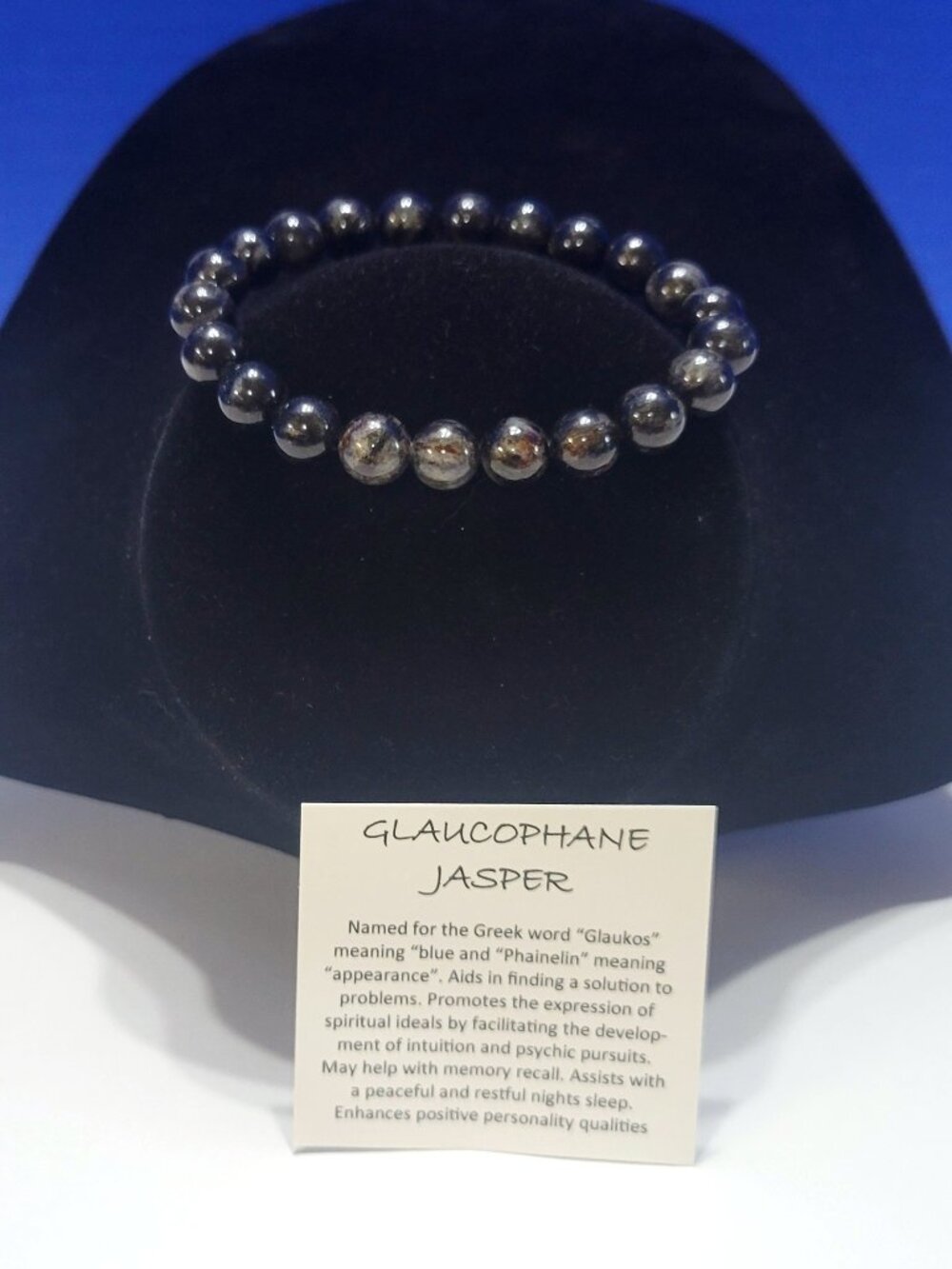 Vintage Glaucophane Jasper Beaded Bracelet for Peace